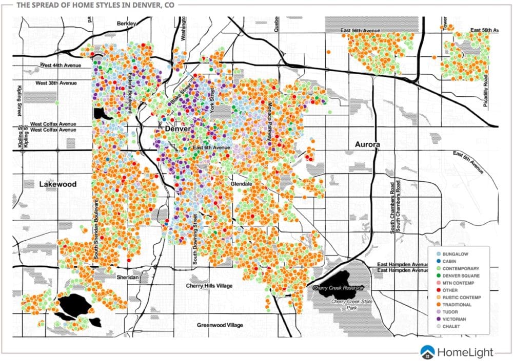 The spread of home styles in Denver, CO
