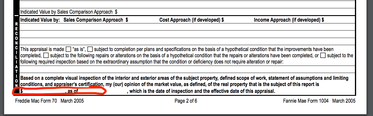 A home appraisal report example.