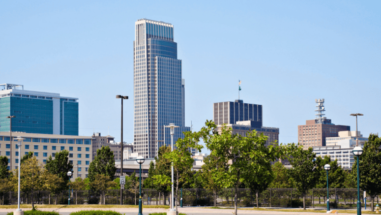 An aerial view of Omaha to represent estate sale companies in Omaha